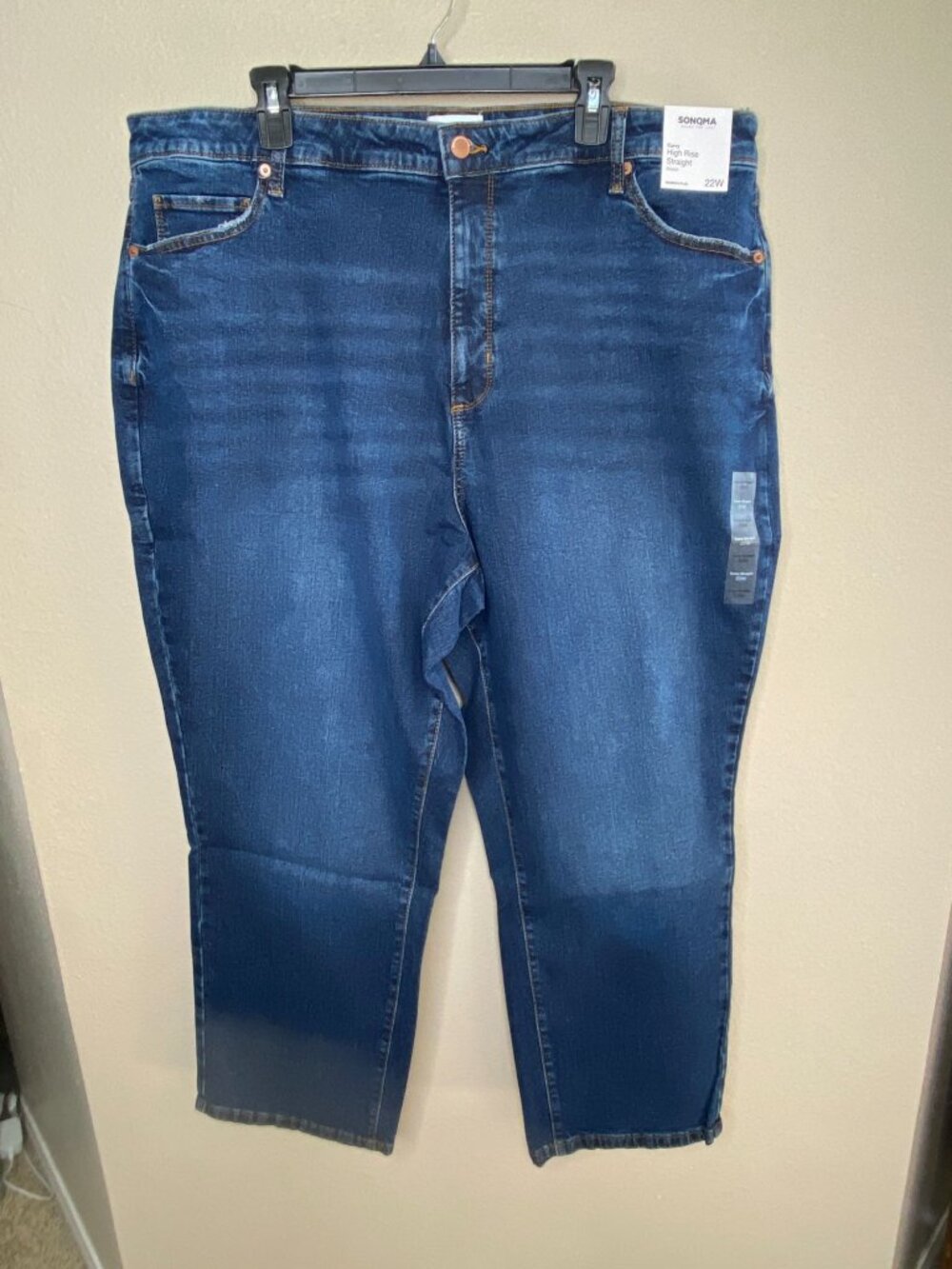 NWT Sonoma Womens Plus High Rise Curvy Straight Jeans 22W Medium Classic Denim - Picture 2 of 7